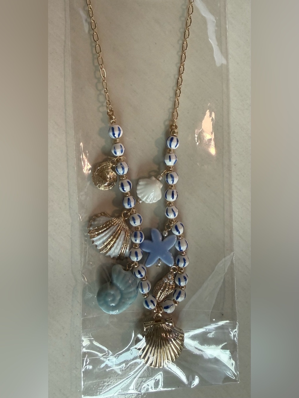 Ocean 🌊 Inspired Pendant Coastal Charm Beaded Necklace - Picture 3 of 3
